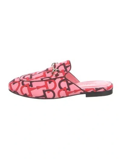 Pre-owned Gucci Graphic Print Mules In Pink
