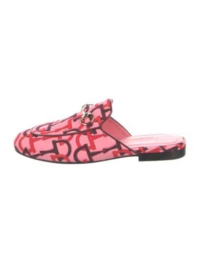 Pre-owned Gucci Graphic Print Mules In Pink