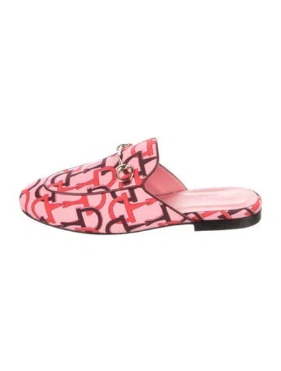 Pre-owned Gucci Graphic Print Mules In Pink