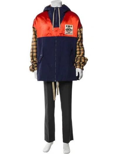 Pre-owned Gucci Graphic Print Parka In Blue