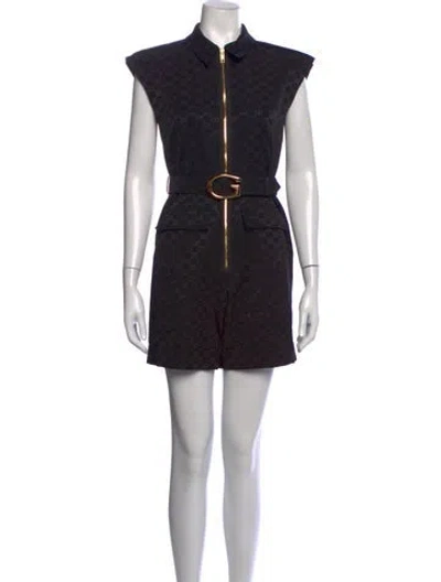 Pre-owned Gucci Graphic Print Romper In Black