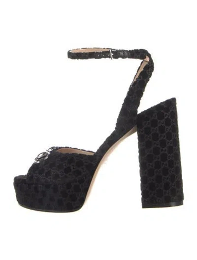 Pre-owned Gucci Graphic Print Sandals In Blue