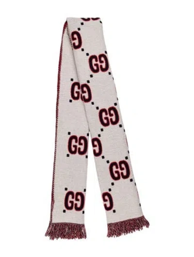 Pre-owned Gucci Graphic Print Scarf In Grey