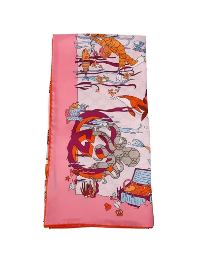 Gucci Graphic-print Scarf In Pink