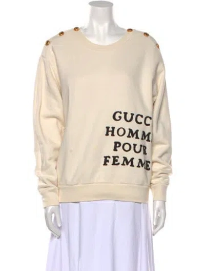 Pre-owned Gucci Graphic Print Scoop Neck Sweater In Neutral