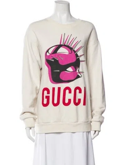 Pre-owned Gucci Graphic Print Scoop Neck Sweater In Neutral