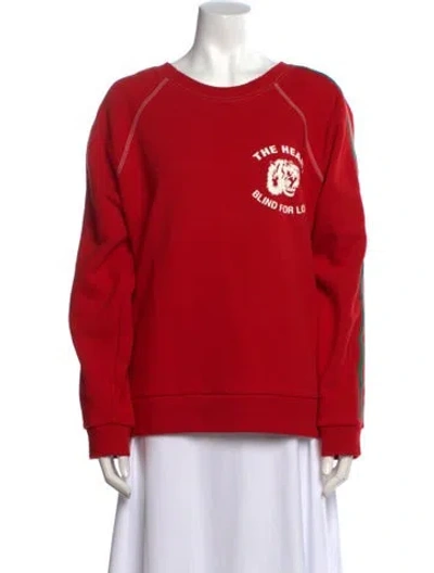 Pre-owned Gucci Graphic Print Scoop Neck Sweater In Red