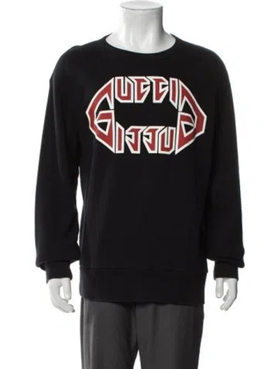 Pre-owned Gucci Graphic Print Scoop Neck Sweatshirt In Black