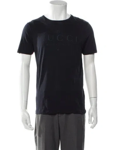 Pre-owned Gucci Graphic Print Scoop Neck T-shirt In Black