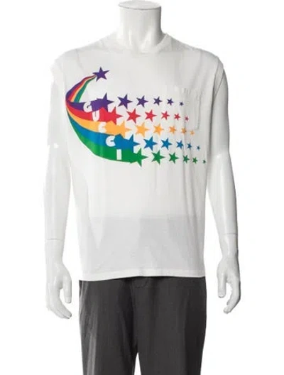 Pre-owned Gucci Graphic Print Scoop Neck T-shirt In White