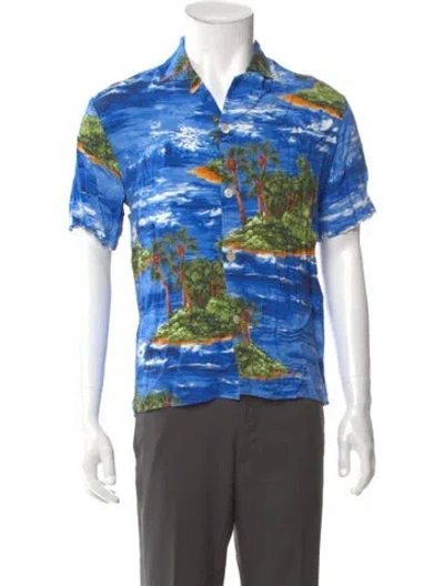 Pre-owned Gucci Graphic Print Short Sleeve Shirt In Blue