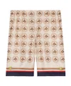 Gucci Equestrian Print Silk Twill Shorts In Nude
