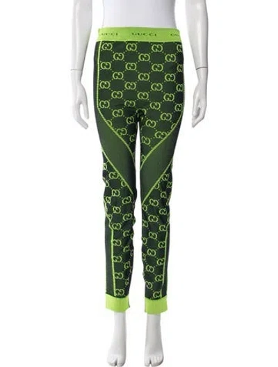 Pre-owned Gucci Graphic Print Skinny Leg Pants In Green