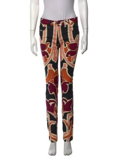 Pre-owned Gucci Graphic Print Skinny Leg Pants In Multicolor