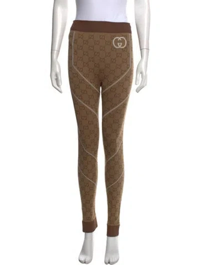 Pre-owned Gucci Graphic Print Skinny Leg Pants In Neutrals