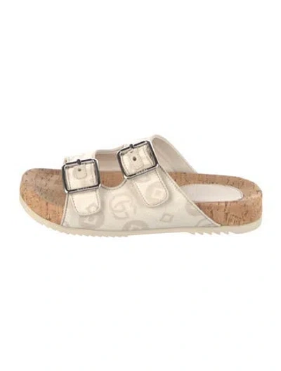 Pre-owned Gucci Graphic Print Slides In Neutrals