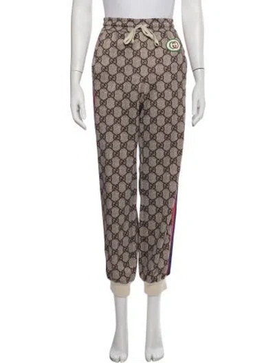 Pre-owned Gucci Graphic Print Sweatpants In Brown
