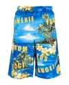 Gucci Printed Poplin Bermuda Shorts In Blue
