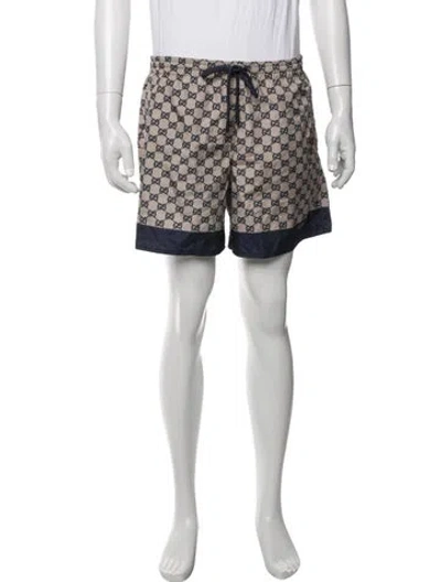Pre-owned Gucci Graphic Print Swim Trunks In Neutrals