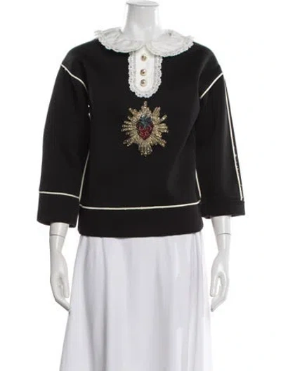 Pre-owned Gucci Graphic Print Three-quarter Sleeve Sweatshirt In Black