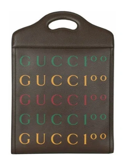 Pre-owned Gucci Graphic Print Tote W/ Tags In Brown