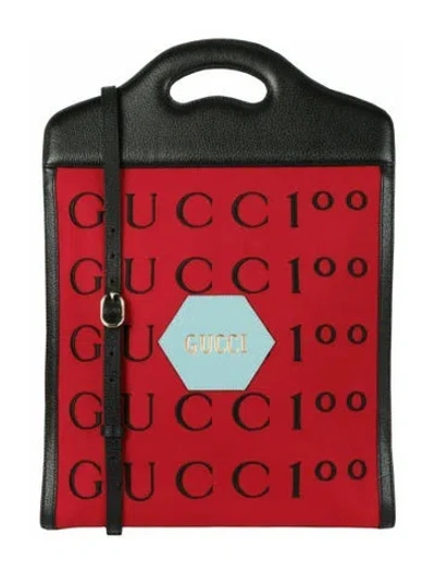Pre-owned Gucci Graphic Print Tote W/ Tags In Red