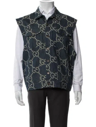 Pre-owned Gucci Graphic Print Vest In Blue