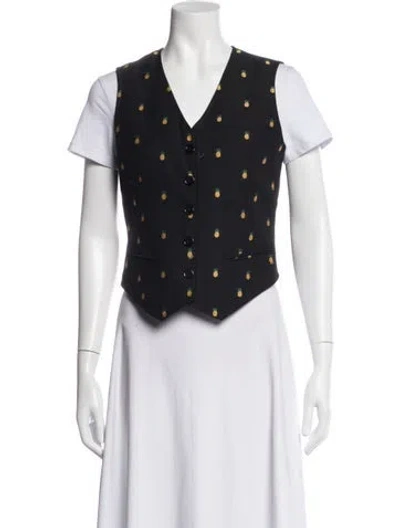 Pre-owned Gucci Graphic Print Vest W/ Tags In Black