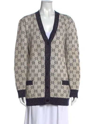 Pre-owned Gucci Graphic Print V-neck Sweater