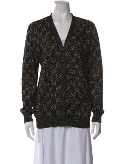 Pre-owned Gucci Graphic Print V-neck Sweater In Multi
