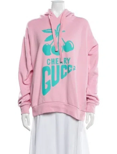 Pre-owned Gucci Graphic Print V-neck Sweater In Pink