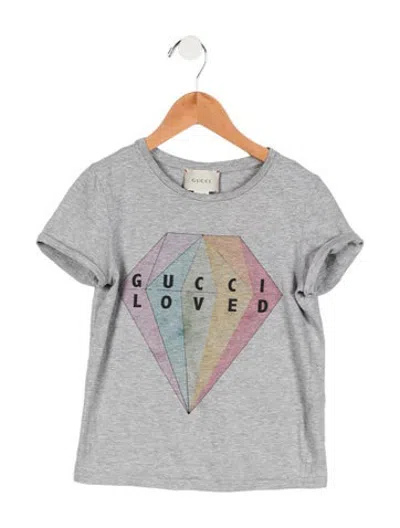 Pre-owned Gucci Kids' Graphic Short Sleeve Top In Grey