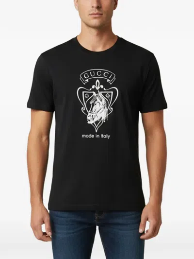 Pre-owned Gucci Graphic-print Cotton T-shirt In Black