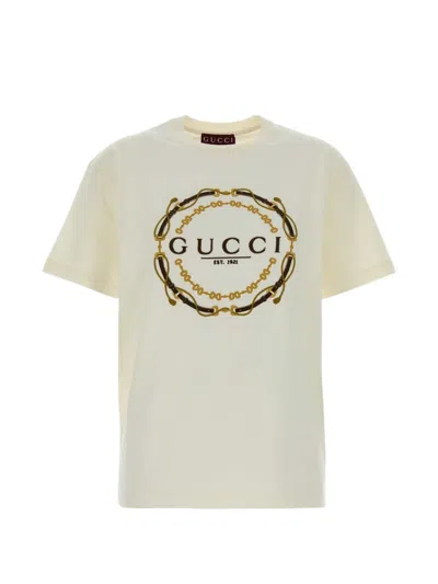 Gucci Graphic-print Cotton T-shirt In Neutral