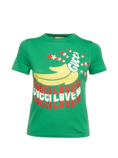 Pre-owned Gucci Graphic-print T-shirt In Green