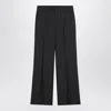 Gucci Wide-leg Grey Wool Trousers Women In Black