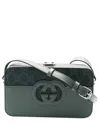 Gucci Gray Canvas Dollar Calfskin Interlocking G Messenger (authentic Pre-  Loved)
