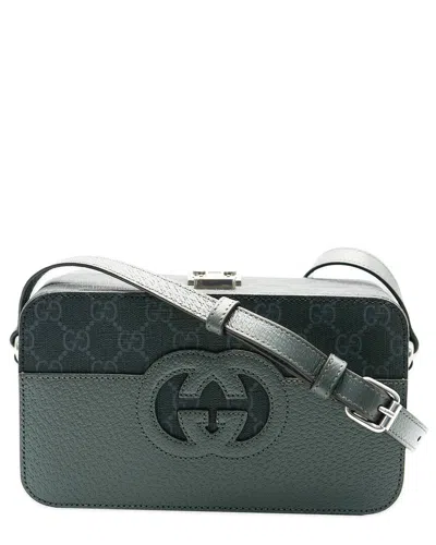 Gucci Gray Canvas Dollar Calfskin Interlocking G Messenger (authentic Pre-  Loved)