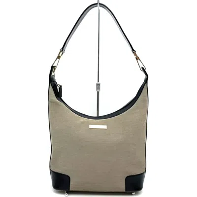 Pre-owned Gucci Gray Canvas Leather Shoulder Bag ()