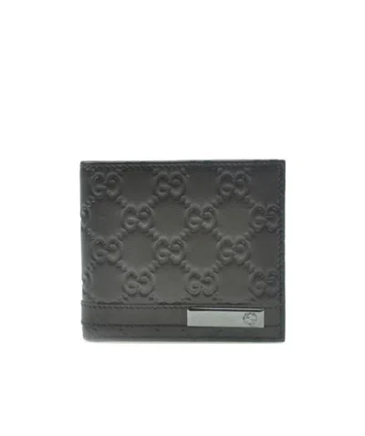 Gucci Gray Gg Embossed Double Fold Wallet In Black
