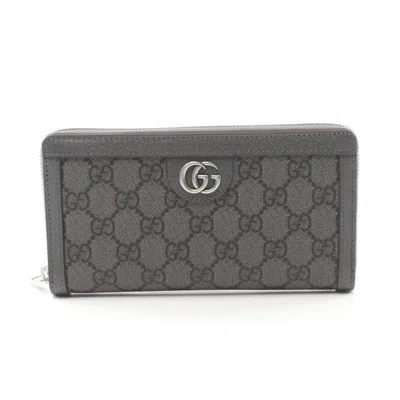 Pre-owned Gucci Gray Gg Supreme Leather Long Wallet (bi-fold) ()