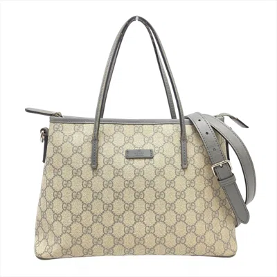 Pre-owned Gucci Gray Gg Supreme Leather Tote Bag ()