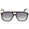 Gucci Gray Gradient Aviator Unisex Sunglasses Gg1188s-002 58 In Black / Gray