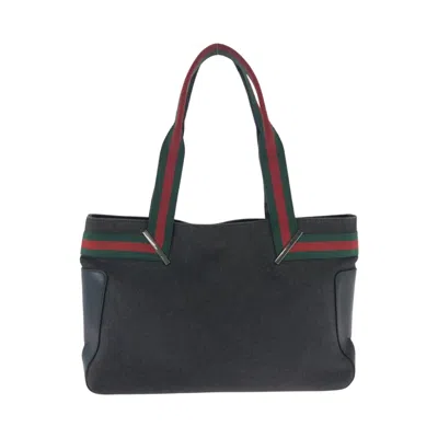 Pre-owned Gucci Gray Green Red Color Silver Denim Handbag Tote Bag ()