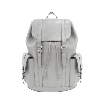 Pre-owned Gucci Gray Leather Backpack ()