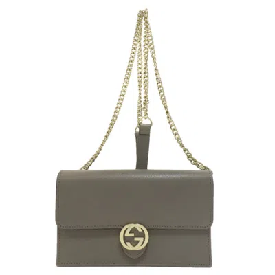 Pre-owned Gucci Gray Leather Chain/shoulder Wallet ()