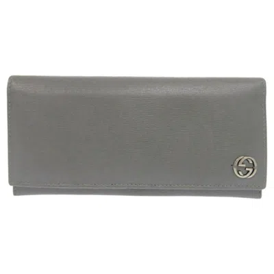 Pre-owned Gucci Gray Leather Long Wallet (bi-fold) ()