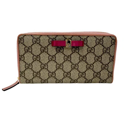 Pre-owned Gucci Gray Pink Pvc Long Wallet (bi-fold) () In Multi