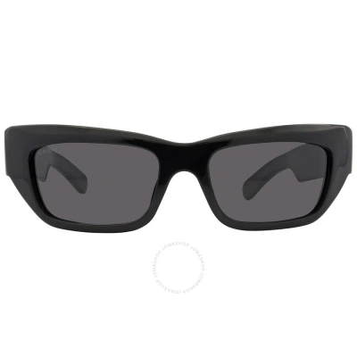 Gucci Gray Rectangular Men's Sunglasses Gg1296s 001 55 In Black / Gray / Grey