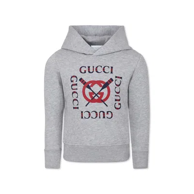 GUCCI GRAY SWEATSHIRT FOR BOY WITH LOGO